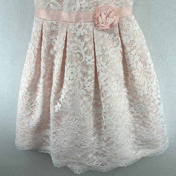 Jona Michelle Girls Spring Dress Size 12 Pink w/White Lace Overlay Like New - Picture 7 of 13